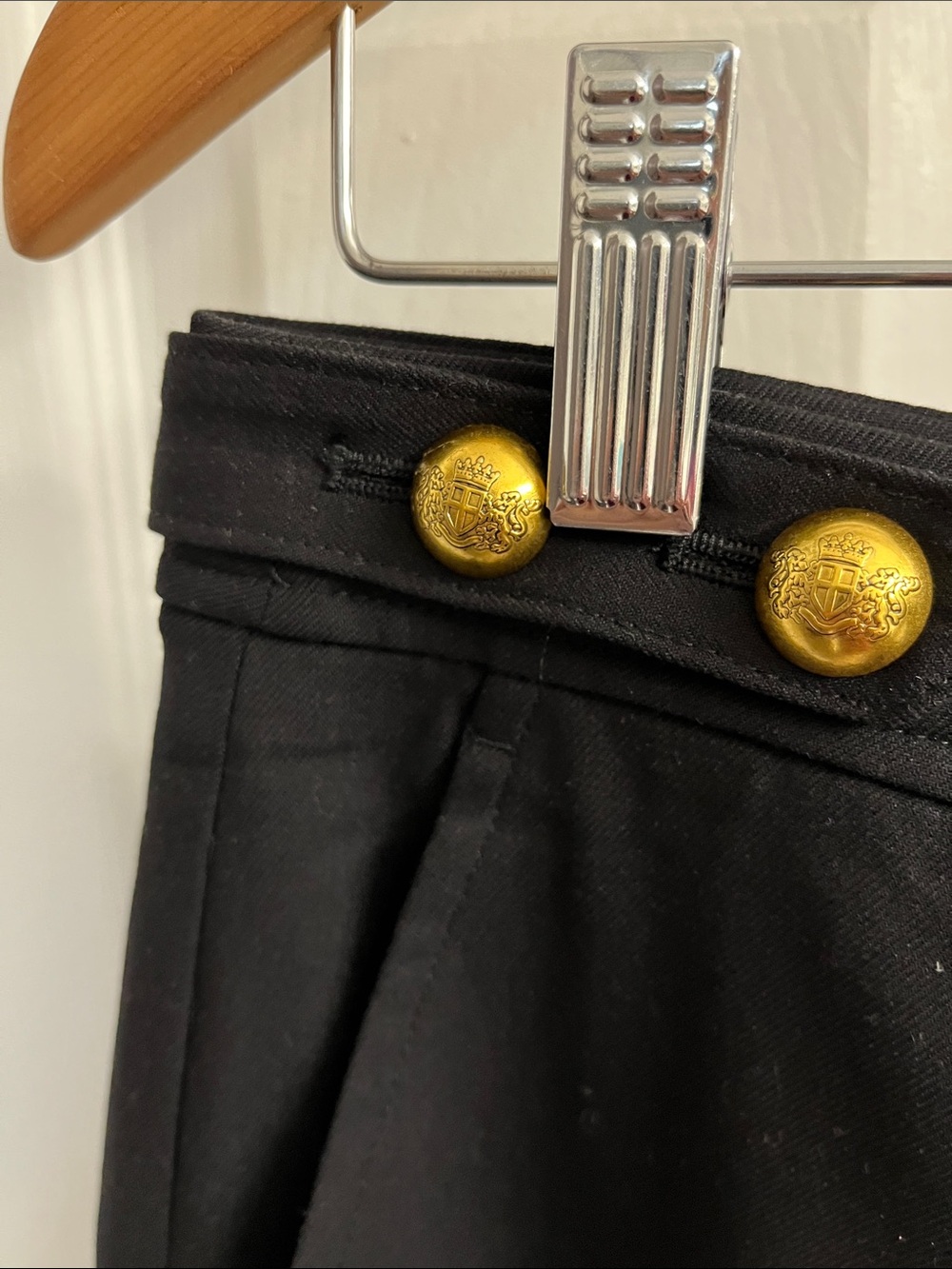 NWT LOFT Black Wide-Leg Pants with Gold Buttons - Picture 3 of 6
